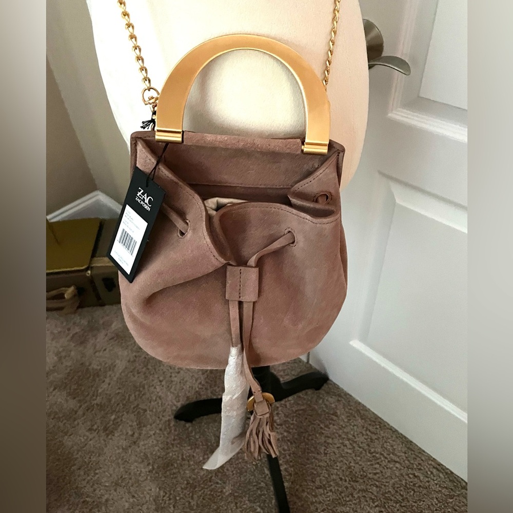 Zac by Zac Posen Suede Bucket Chain Crossbody